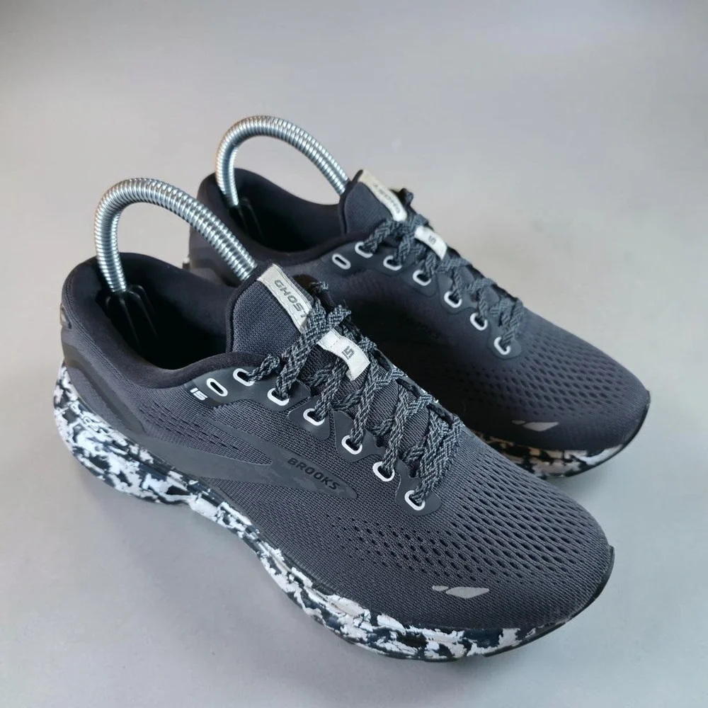 Brooks Ghost 15 Black Ebony Oyster Camo Womens 7.5 B Running Shoes #1203801B004
